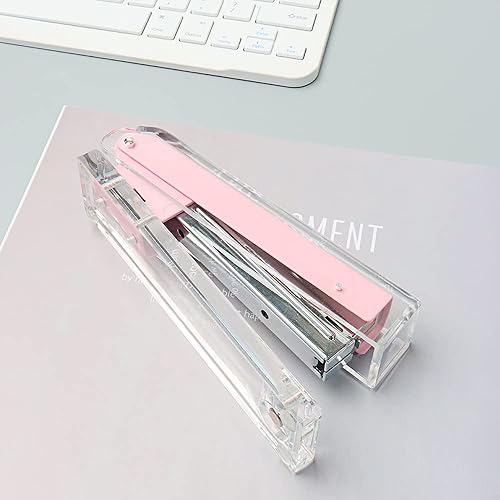 Miniatura 7 de Grapadora manual de escritorio de oficina, grapadoras manuales de acrílico resistente, accesorios de escritorio de acrílico para grapas estándar 246