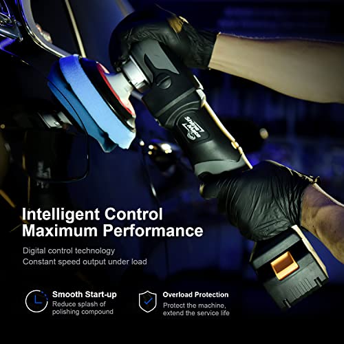 Shinemate Cordless Rotary Polisher Kit 5 Inch For Car Detailing,Wireless Buffer Polisher With 2 Pcs Li-Ion Batteries 18V 5Ah, 6 Variable Speed #TOP4