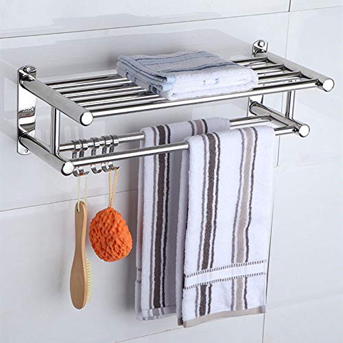 Toallero, Estante de almacenamiento para baño, barra de toalla múltiple, toallero de pared con ganchos, toallero de acero inoxidable, para baño, cocina de hotel-50cm Cover