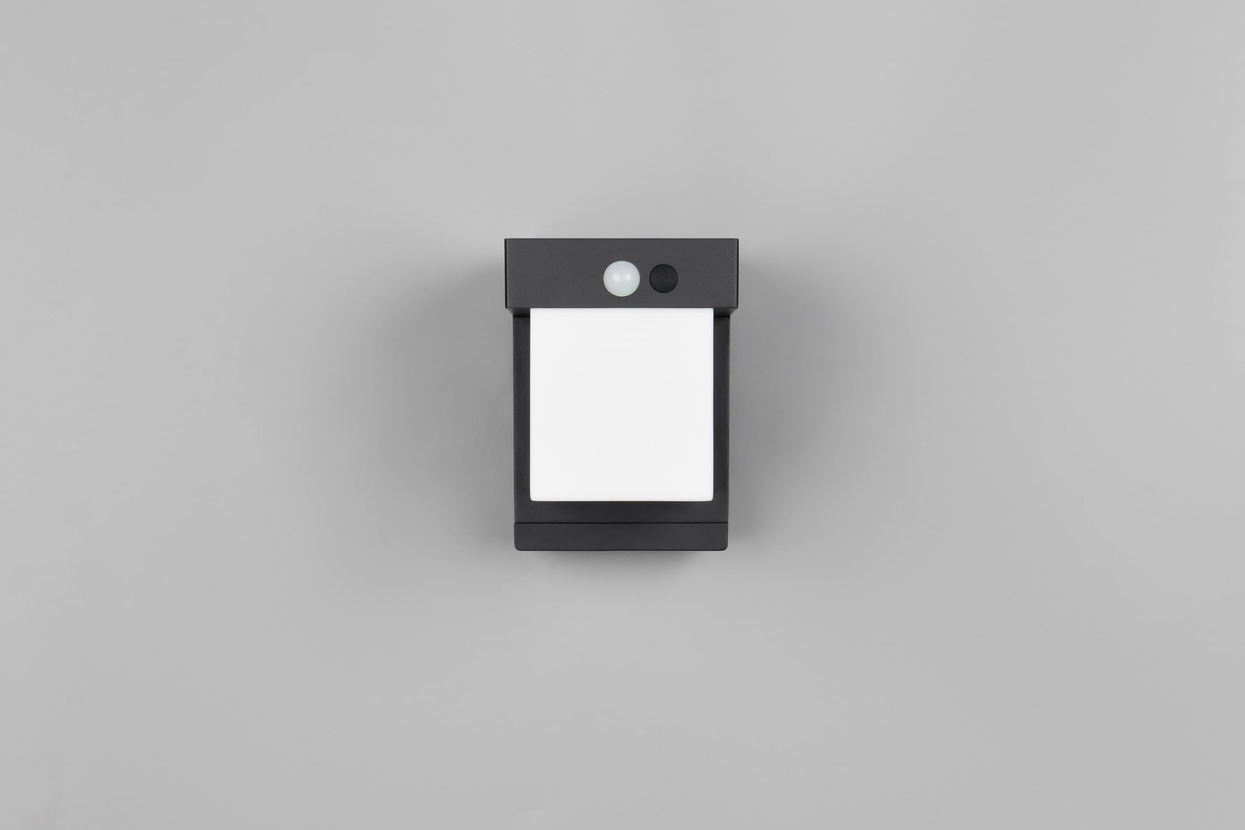 Reality Leuchten LED Hybrid Solar Außen Wandleuchte Colombo R23286132, Metall Schwarz matt, Schirm Kunststoff Weiß, inkl. 5.5 Watt LED, Bewegungssensor, Dämmerungssensor, Orientierungslicht |