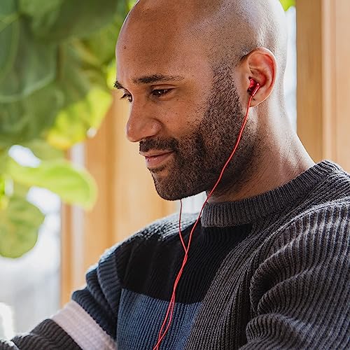 Panasonic ErgoFit Kabelgebundene Ohrhörer, RP-HJE120-RA, Bequeme Passform, In-Ear-Kopfhörer mit klarem, dynamischem Sound, Metallic-Rot Panasonic ErgoFit Kabelgebundene Ohrhörer, RP-HJE120-RA, Bequeme Passform, In-Ear-Kopfhörer mit klarem, dynamischem Sound, Metallic-Rot
