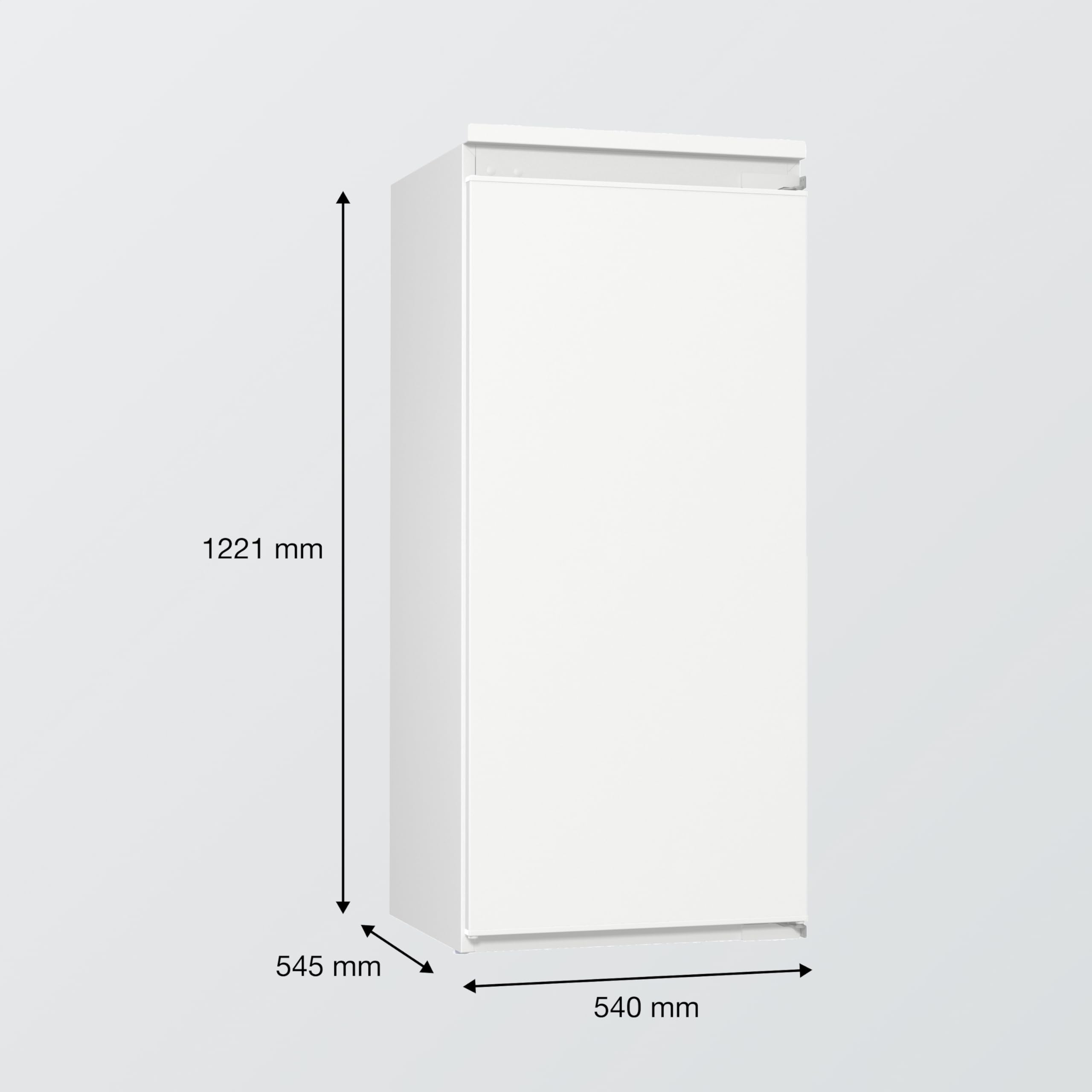 Gorenje RBI512E21 EinbauTischkühlschrank mit Gefrierfach, 122cm Nische, Schlepptürscharnier, 179L(163L plus 16L), Inverter, CrispZone, Türalarm, LED Licht, BxHxT: 54×122,1×54,5 cm, Weiß