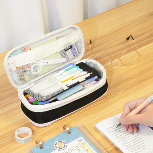 Image of INOVERA (LABEL) Pencil Pouch for Boys, Girls - School College Students Stationery Pen Holder Pouches (Black)