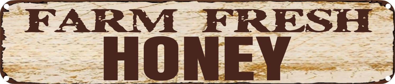 Vintage Tin Sign Retro Metal Wall Decor Farm Fresh Honey Rustic Aluminum Plaque for Home,Bar,Kitchen,Garage,Man Cave 4x16 Inch