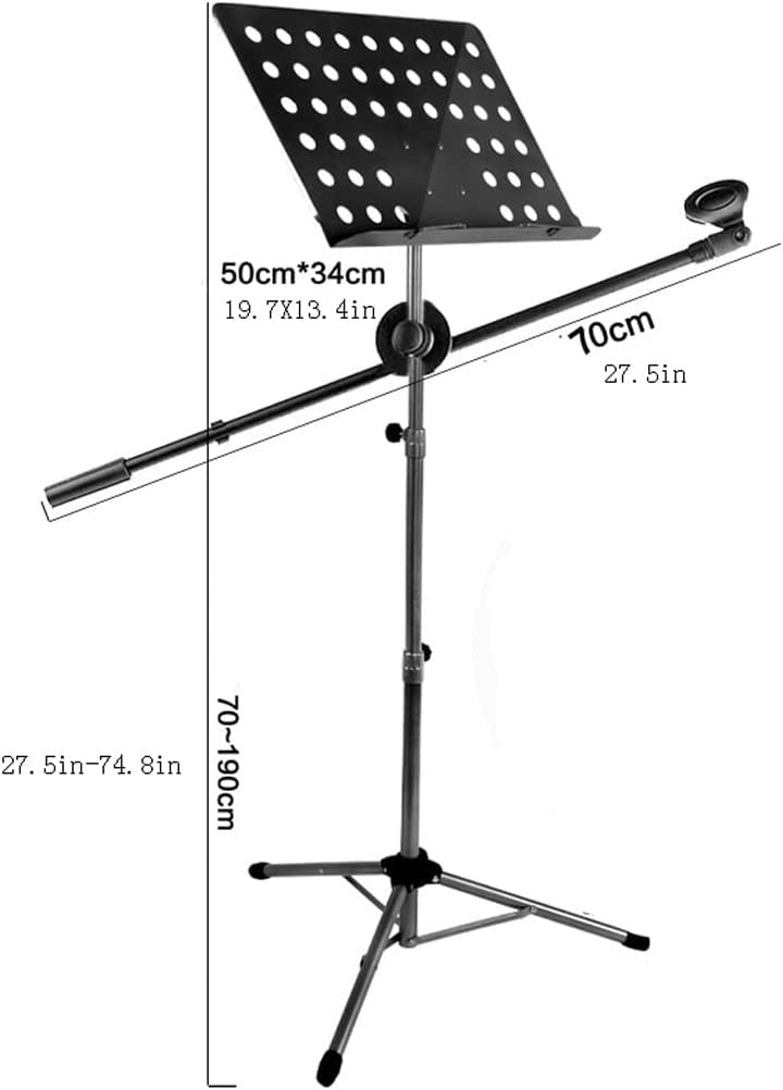 Stojak na nuty, Stojak na nuty ze stojakiem na mikrofon i tablet w różnych rozmiarach(Style 2,70190cm)
