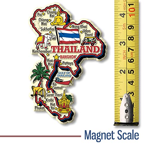 Thailand Jumbo Country Map Magnet by Classic Magnets, 3D Rubber Vintage-Style Collectible Souvenirs and Gifts Made in The USA