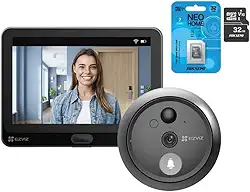 Campainha Inteligente HP4 com Olho Mágico Wi-Fi, Visor Interno FULL HD e Cartão 32GB – Detecção de Movimento e Visão Noturna