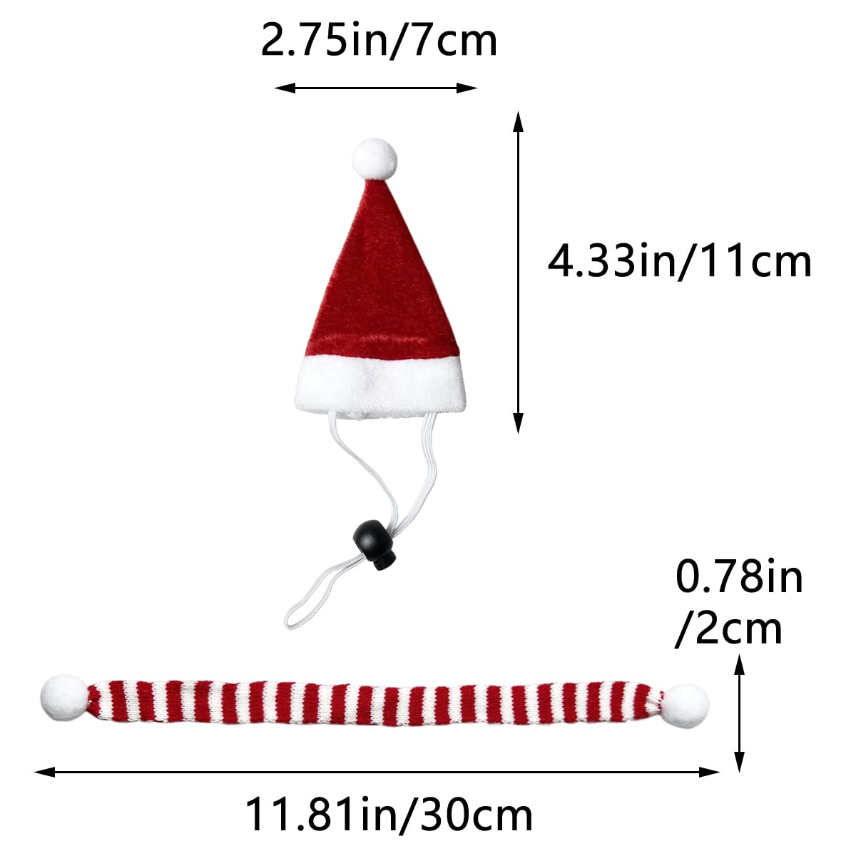 Bearded Dragon Santa Hat and Scarf Set Adjustable Christmas Costume for Small Animals Gecko Chameleon Juvenile Iguana Lizard Reptile (Red) - Image 2