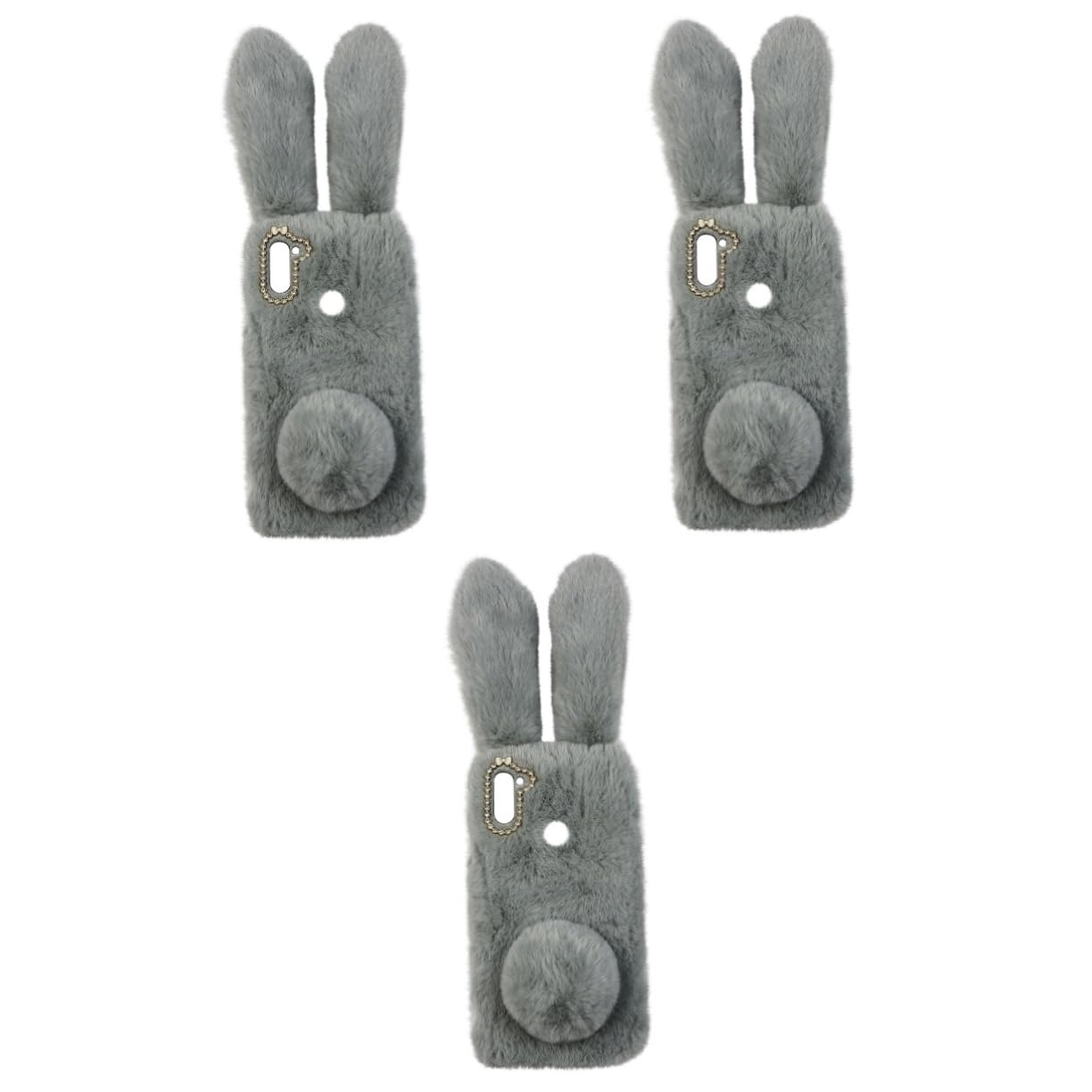 Uonlytech 3piezas Funda De Teléfono De Diseño De Conejo y Creativa Protección De TPU y Pelo De Conejo Compatible Acceso Fácil Puertos y Controles