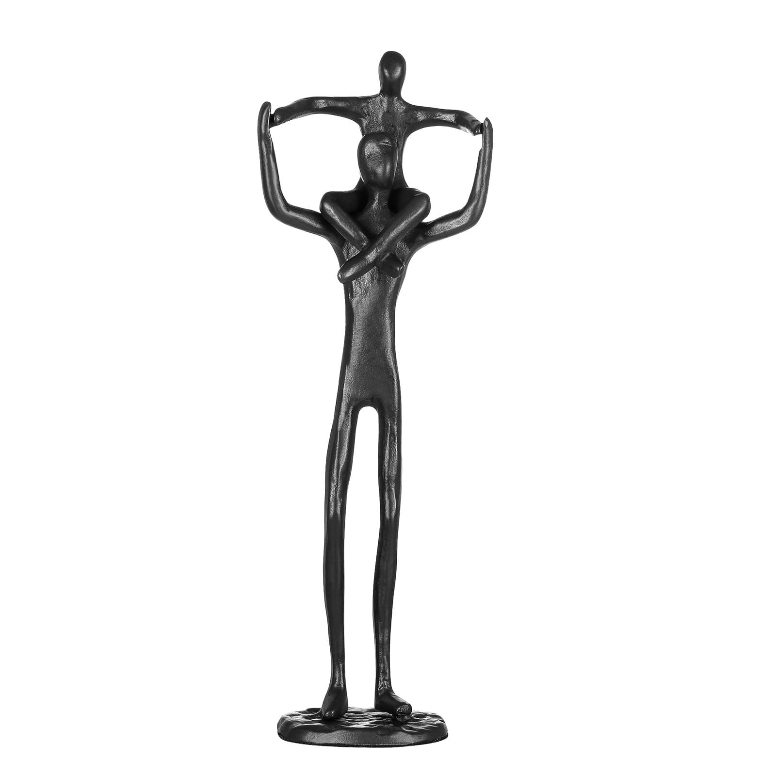 Dekoracja Estetyczna czarna statua żeliwna figurka kolekcjonerska dla nowoczesnego stylu akcesoria do dekoracji wnętrz na stoliki nocne (Ojciec Syn Figurine)