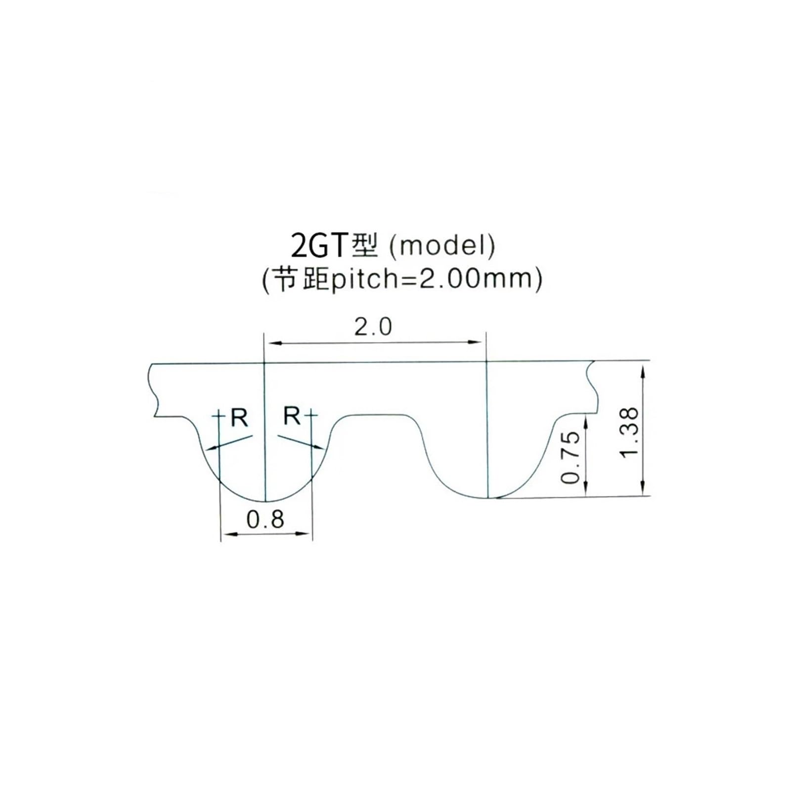 2 uds GT2 correa de distribución de goma de bucle cerrado GT2/2M 1510 a 2000mm