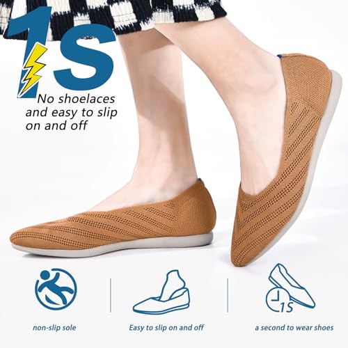 buyrew women39s ballet flats pointed toe knit slip on arch support comfortable dress shoes for women low wedge casual work flats