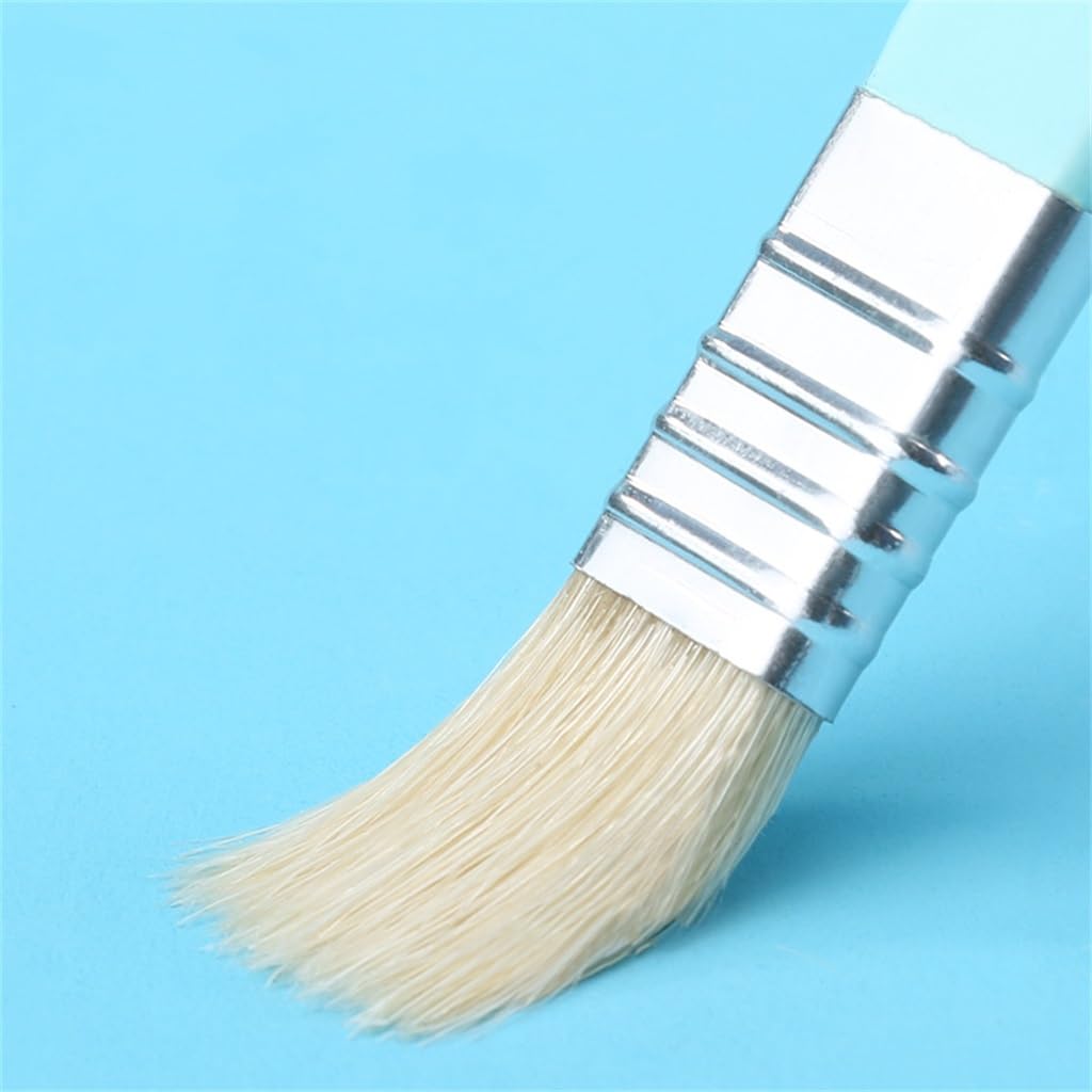 Juego de pinceles acrílicos con cerdas de pelo de lobo en forma de abanico, punta plana, lengua, juego de pinceles redondos (D)