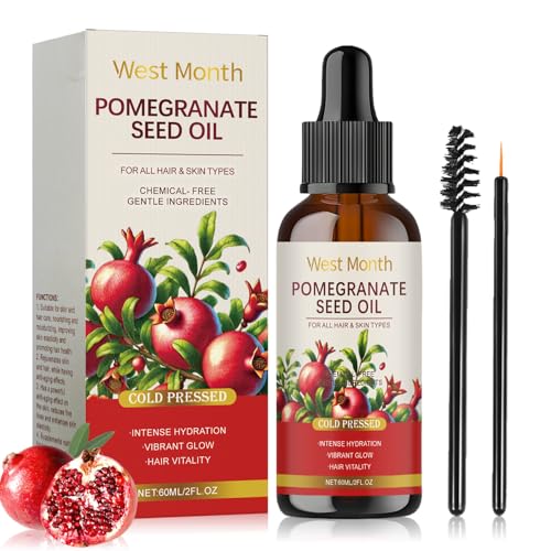 Aceite de semilla de granada, aceite de rosa mosqueta, aceite de semilla de granada prensado en frío, aceite de semilla de rosa mosqueta premium, para el cuidado de la piel y el cabello, 60 ml