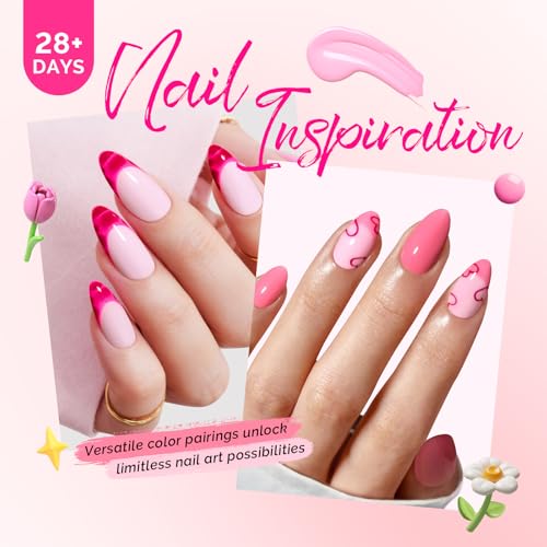 Image of MelodySusie Bright Pink Gel Nail Polish Set - 6 Colors Nude Pink Neon Pink Purple Soak Off UV LED Gel Polish Gift for Women Nail Art Manicure Salon DIY Nail Design Decoration at Home