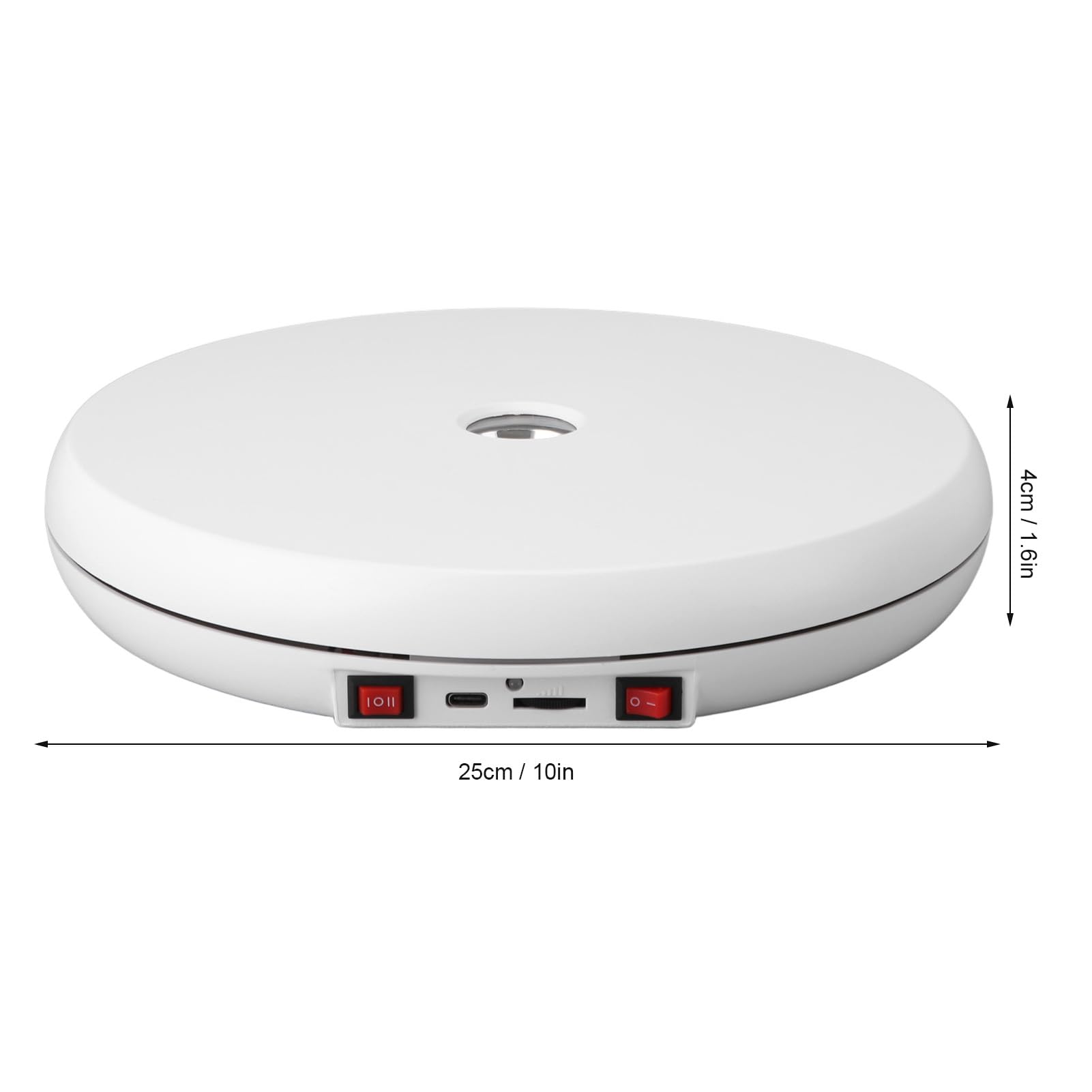Fdit Drehbarer Präsentationsständer, 10 Zoll, 55 Pfund Tragkraft, 360 Grad Elektrischer Drehteller mit Beleuchtung, für Schmuck, Uhren und 3D-Modelle