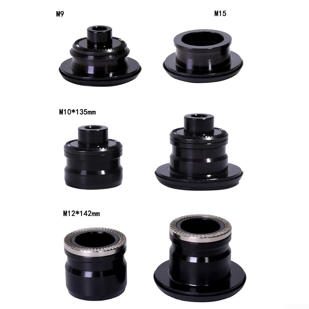 Adattatore a sgancio rapido per mozzo bicicletta in lega di alluminio nero M9-15 mm anteriore M10-12 mm