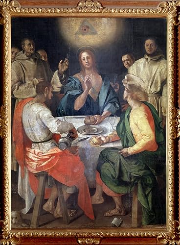 Impression Peinture Jacopo Pontormo Souper à Emmaüs | Toile Premium Étoffe de Qualité