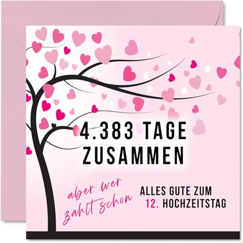 Stuff4 12th Wedding Anniversary Card Love - 4383 Days Together - 12 Anniversary Card Wedding Anniversary Gifts for My Husband My Wife 145mm Funny Greeting Cards Stuff4 12th Wedding Anniversary Card Love - 4383 Days Together - 12 Anniversary Card Wedding Anniversary Gifts for My Husband My Wife 145mm Funny Greeting Cards