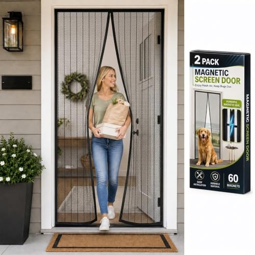 Magnetic Screen Door 38" x 83", Self-Sealing Mesh for Front & Patio Doors - image 1