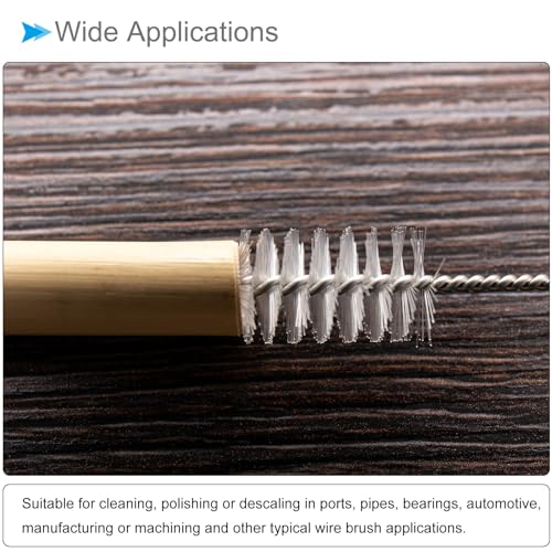 Image of Bore Brush, 14mm Dia 4.5 inch Length, Stainless Steel Cleaning Wire Brushes with 1 /4 Inch Hex Shank - (Applications: for Power Drill, Die Grinder), 5-Pieces