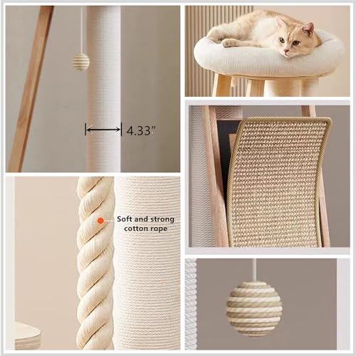 Torre para gatos multifuncional de madera natural miniatura 3