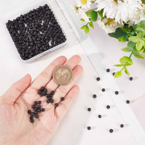 NBEADS 4 Strands About 376 Pcs Natural Lava Rock Beads - Image 3