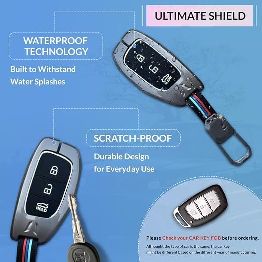 Image of NEODRIFT 'KeyShield' Car Key Cover for Hyundai i20 Active (Shape 2, 03 Buttons) (Durable, Stylish and 360 Protection)