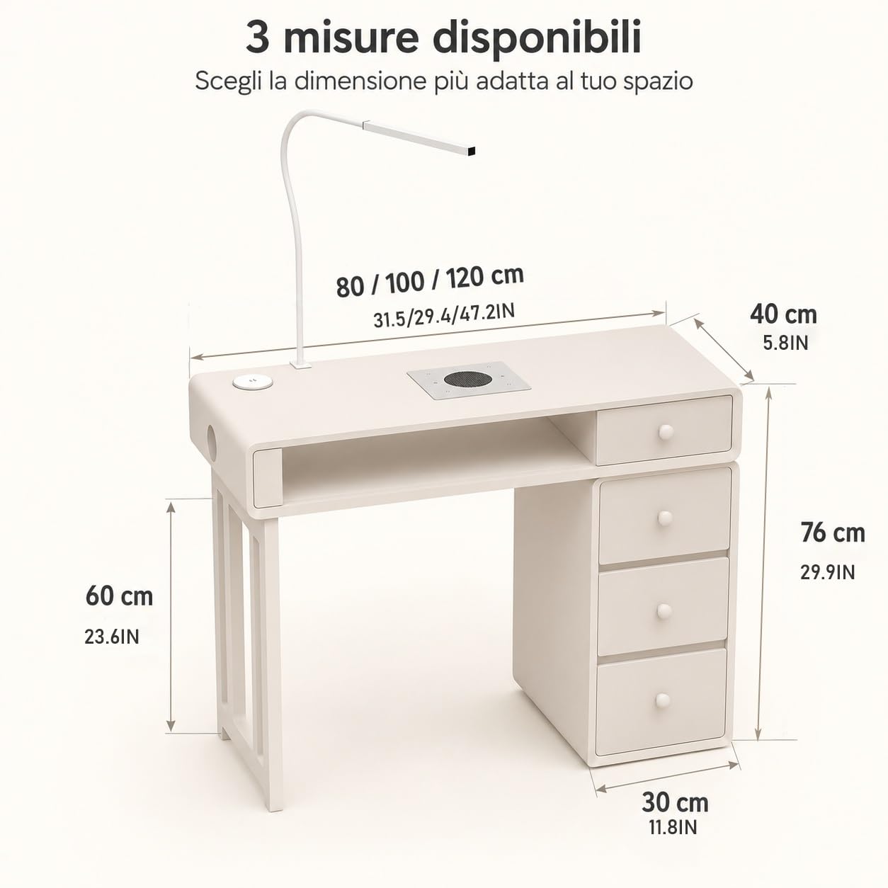 Tavolo Manicure, Tavolo per Unghie con Aspiratore e Lampada