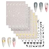 ネイルシール 9枚セット 星 月 太陽 ハート 翼 ネイルステッカー 極薄 貼るだけ 3D立体感 キラキラ ジェルネイル ネイルアート デコレーション 人気 おしゃれ ネイルデザイン DIY ゴールド シルバー ブラック