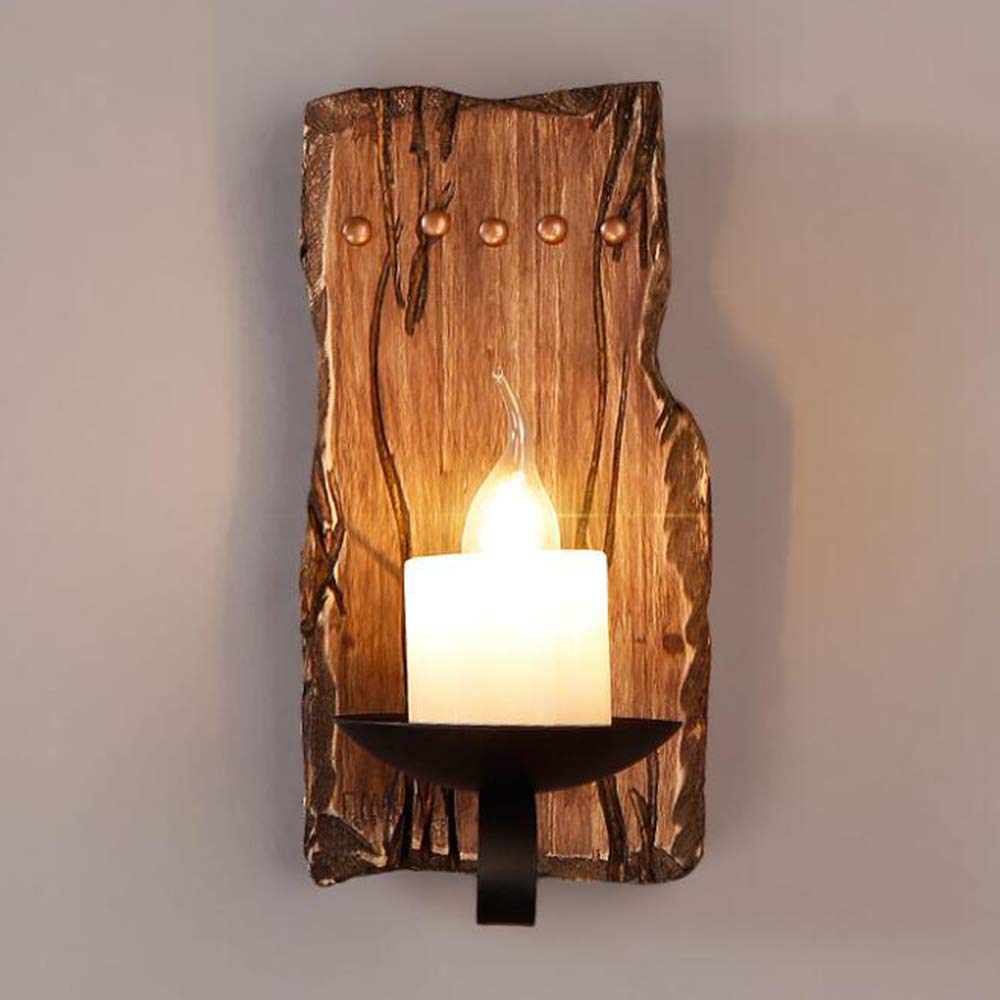 Applique Murale Bougie Applique Bois Vintage Applique Loft Rustique Lampe De Plafond Industrielle Rétro Éclairage Restaurant Chambre Salle À Manger Salon Cuisine Café Bar Couloir Lumières