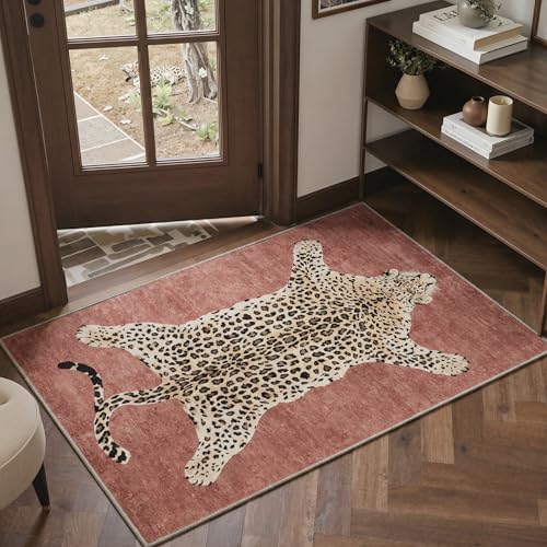 BEIMO Wohnzimmer Teppich Naturdesign 60x90 cm Waschbar rutschfest Kurzflor Weich, Teppich Küche Flur Schlafzimmer Onyx