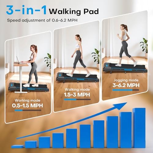 Walking Pad with 9% Incline, FOUSAE 3 in 1 6.2 MPH Treadmill for Home with Double Frame 330 LB Weight Capacity, 2.5 HP Under Desk Walking Pad Treadmill with 12 HIIT Programs, Magnetic Remote Control - 1