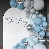 ZAIBIANHAO Oh Boy Baby Shower Decal Balloon Arch Decoration,Party Wall Decal Sign, Gender Reveal Boy Baby Shower Decor, Baby Boy Shower
