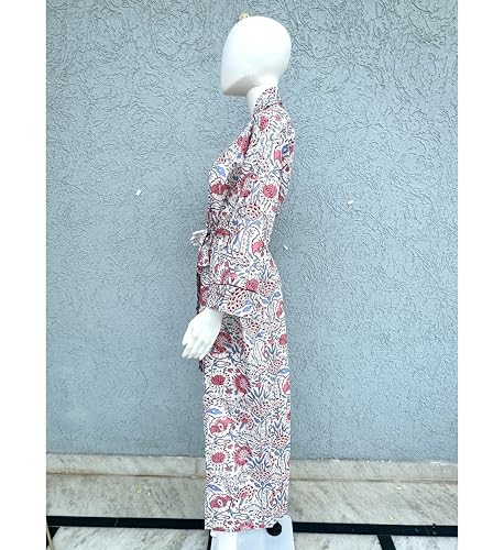 Image of Hand block print Cotton Kimono bikini cover up,Indian Hand block print Cotton Bath Robe,Swim Wear,Nighrwere Dressing Gown