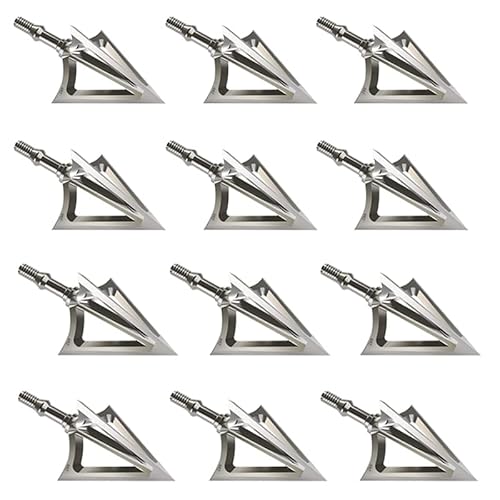 Bgary Broadheads 100 Grain Fixed Blades Archery Broadheads For Crossbow Recurve Bow And Compound Bow 12 Pcs Silverly #TOP6
