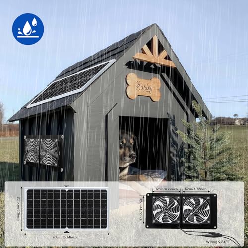 SUNYIMA Solar Powered Fan,15W Waterproof Solar Dual Exhaust fan with 9.84Ft On/Off Cable for Small Chicken Coops, Sheds, Pet Houses, Outdoor Greenhouse Air Circulation by SUNYIMA - Image 4