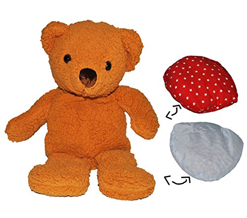 alles-meine.de GmbH 2 in 1: Kirschkernkissen + Plüschtier groß - Teddy Bär 40 cm - für Wärme + auch zum Kühlen - Wärmekissen Heizkissen Körnerkissen Tier - für Baby + Kinder + Er..