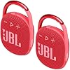 JBL 2 Pack Clip 4 Waterproof Wireless Audio Bluetooth Speaker Bundle (Red)