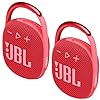 JBL 2 Pack Clip 4 Waterproof Wireless Audio Bluetooth Speaker Bundle (Red)