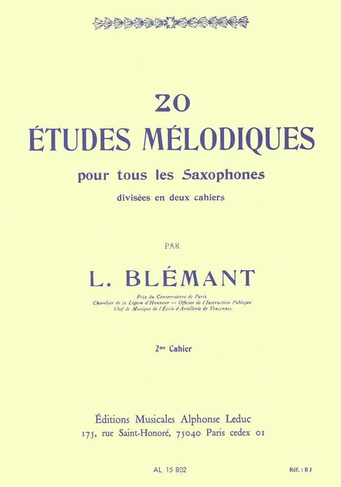 20 ETUDES MELODIQUES TOUS SAXOPHONES VOLUME 2