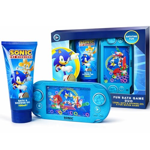 Sonic Bath Set 100ml Bath & Shower Gel with Handheld Water Ring Game Fun Bath Time Gift for Boys & Girls 3+