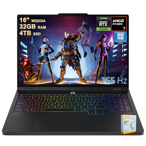 Image of Lenovo Legion 5 Pro Gaming AI Laptop | 16 inch 2560x1600 OLED 165Hz 1100nits HDR Peak | AMD 8-core Ryzen 7 8745HX | 32GB DDR5 4TB SSD | GeForce RTX 5060 (572 AI TOPS) RGB Backlit Win11Pro w /DLCA Accessory