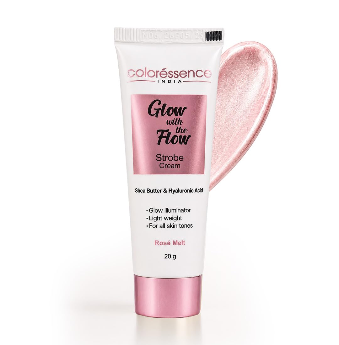 Coloressence 3in1 Strobe Cream for Face, Rose Melt, 20gm | Primer + Highlighter + Moisturizer | For All Skin Tones | Lightweight | Enriched with Shea Butter & Hyaluronic Acid | Glow Illuminator-picture-32