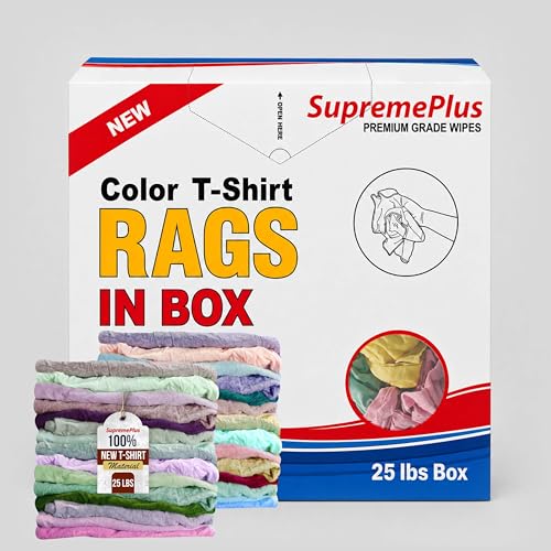 Image of Premium Cotton Knit T-Shirt Cleaning Cloths, 25 lb Box of Rags, Durable & Lint-Free Cleaning Rags Bulk for Auto, Oil, Staining & Polishing, Mechanic Rags for Industrial Use (CBX)