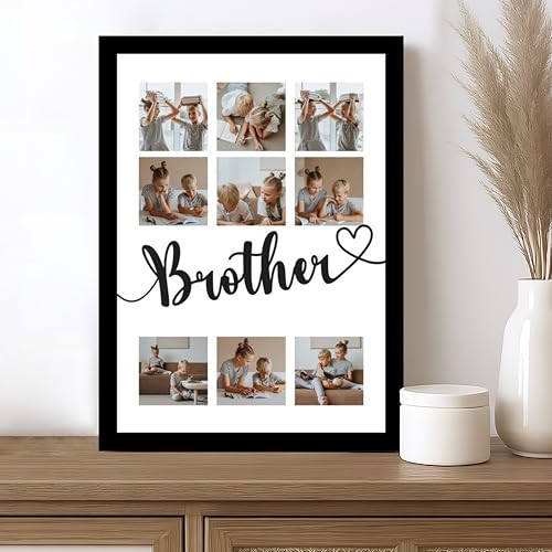 Image of Art Street Customized Brother with 9 Photo Collage print for Sister, Rakhi Gifts Photo Frame With Photo Upload, Birthday, Gift for Husband, Couple, Brother, Sister, Parrents (A4)