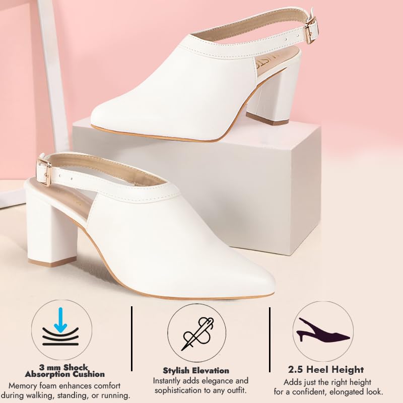 Image of FAUSTO Women Pointed Toe Block Heel Adjustable Backstrap Shoe Style Sandals | Soft Padded Insole | Semi Formal Outfit Sandals