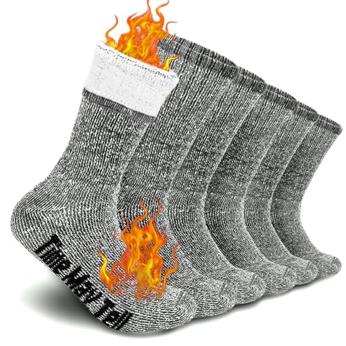 Time May Tell Mens Merino Wool Hiking Cushion Socks Thermal Warm Crew Winter Boot Socks Pack (Dark Grey(3 pairs), US Size 9-13)