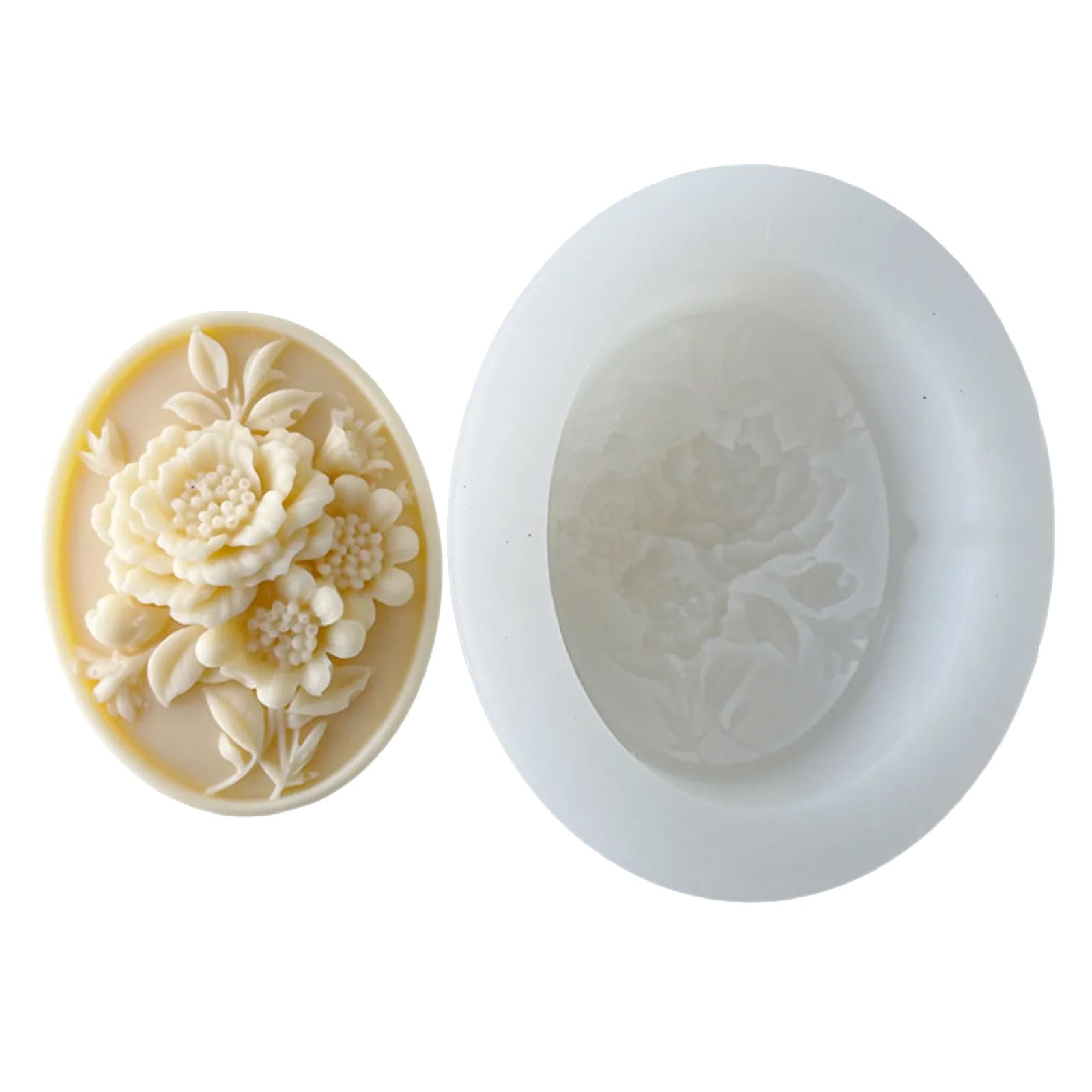 Jazuaiao Embossed Oval Silicone Molds Baking for Making Soap Chocolate Cake Decoration Demold Silicone Epoxy Multipurpose Food Fondant Oval Heatproof Resin for Embossed Grade