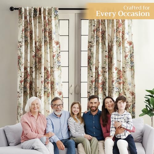 Image of Maison d' Hermine Curtains for Living Room 100% Cotton 50 inchx96 inch (Pack of 1) | 96 inches long Light Filtering Curtains for Windows Bedroom with Rod and Loop Pockets - Abbeville